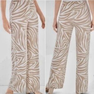 Chico's Travelers Zebra Print Palazzo Pants Women’s Size XL Pull On Stretch Knit